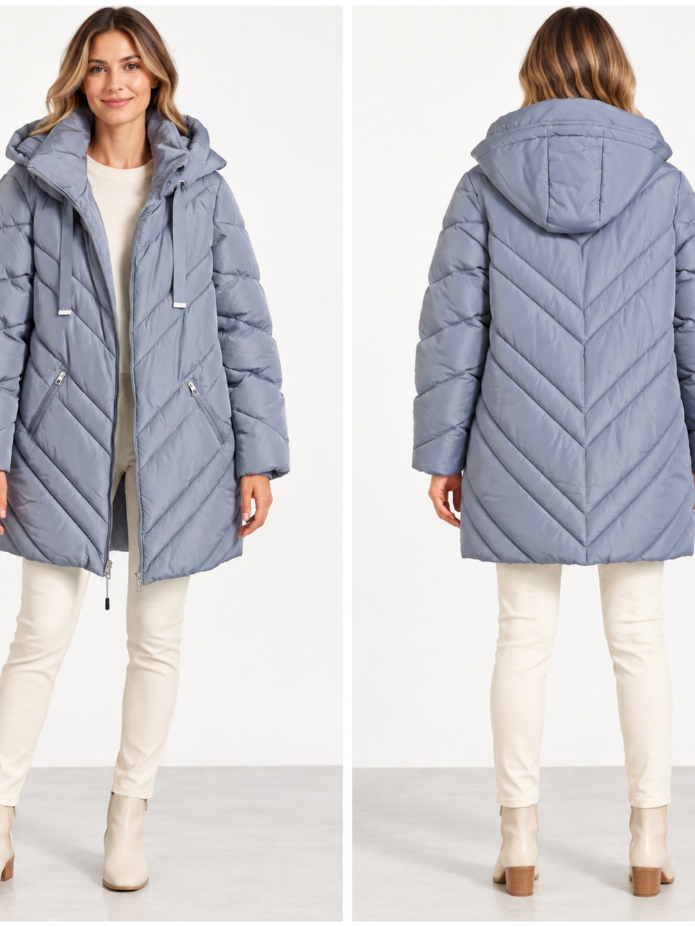 Nine West PALE BLUE PUFFER COAT, Medium